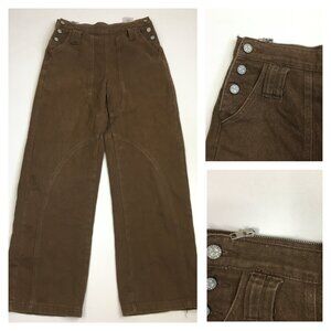 AELFRIC EDEN Brown Logo Hardware Wide Leg Denim jeans